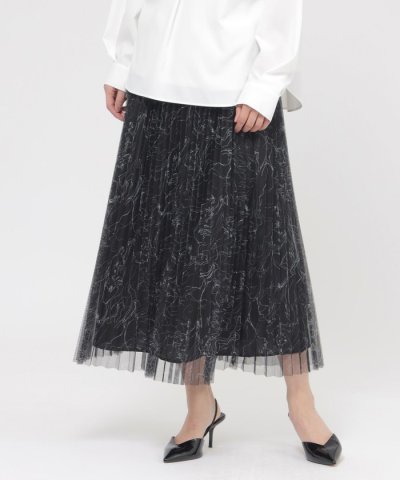 【ウォシャブル】ドローイングプリントチュールスカート