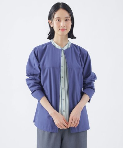 【はっ水】【ウォッシャブル】T/Cタッサーノーカラーブルゾン