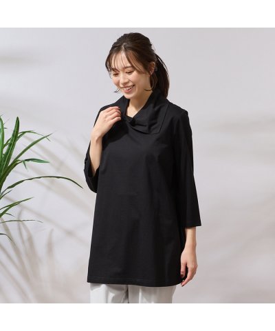 ピサーノ PISANO アシンメトリー襟付きチュニックカットソー