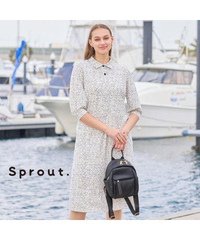 【Sprout.】ロゴスムースプリント　シャツワンピース