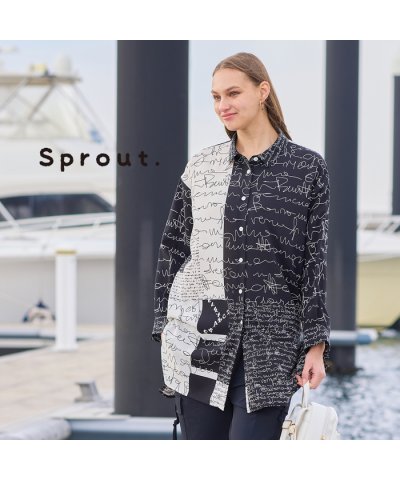 【Sprout.】ロゴブロックパネルプリント　ブラウス