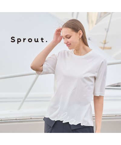 【Sprout.】綿ポリエステル　裾ロゴプリントTシャツ