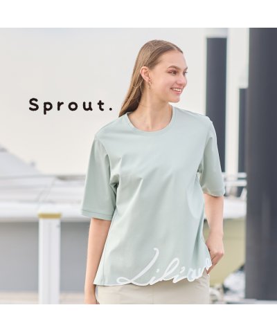 【Sprout.】綿ポリエステル　裾ロゴプリントTシャツ