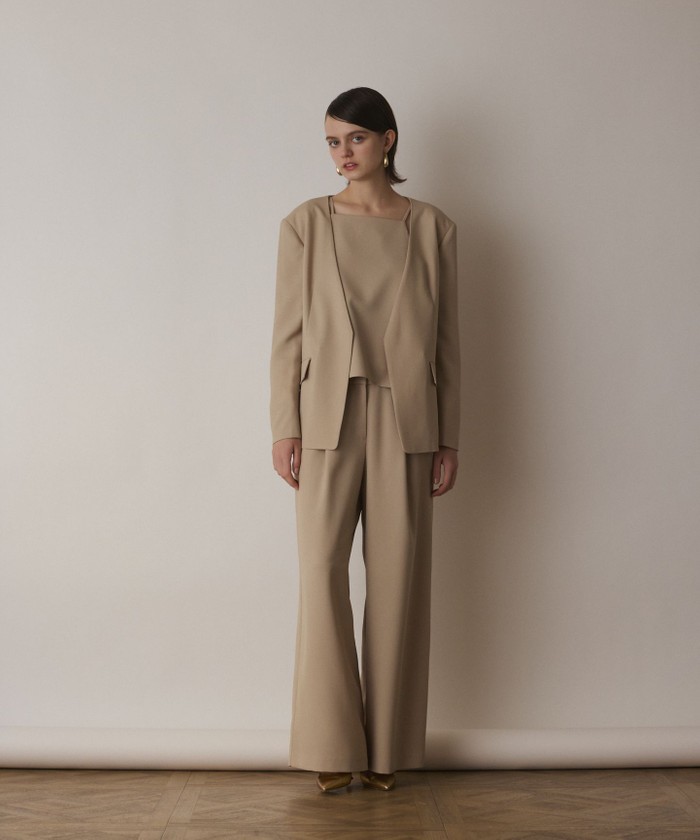 GRACECONTINENTAL バックシャンノーカラージャケット ベージュ 38 GRACECONTINENTAL バックシャンノーカラージャケット ベージュ 38