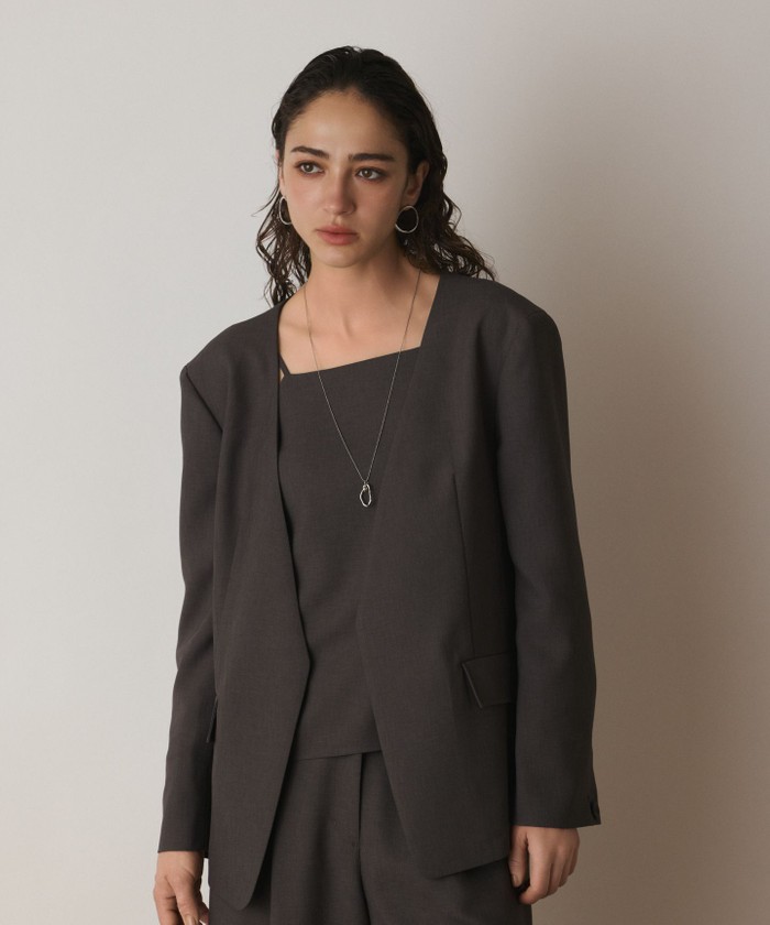 GRACECONTINENTAL バックシャンノーカラージャケット チャコール 36 GRACECONTINENTAL バックシャンノーカラージャケット チャコール 36