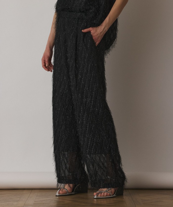 GRACECONTINENTAL フリンジワンタックパンツ ブラック 38 GRACECONTINENTAL フリンジワンタックパンツ ブラック 38