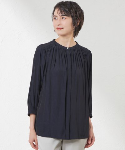 割繊デシン　ギャザーブラウス