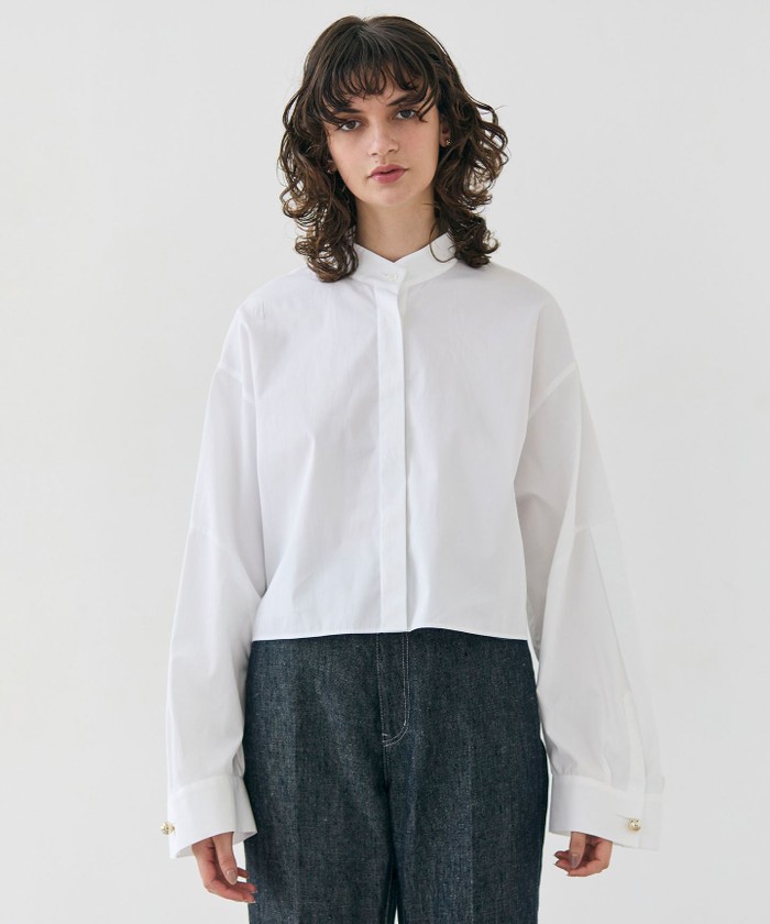 BEIGE 【洗える】MAGNOLIA / ゴールド釦コットンショート丈ブラウス WHITE 2 BEIGE 【洗える】MAGNOLIA / ゴールド釦コットンショート丈ブラウス WHITE 2