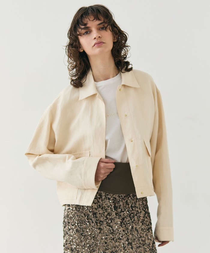 BEIGE ベイジ　ORCHID / コート　美品　LEEマルシェ L-size】CINDY / ノーカラーロングジャケット （ノーカラー