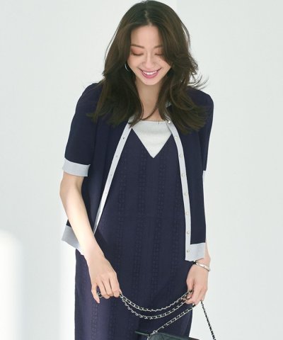 【WEB&一部店舗限定/洗える】レーヨンポリエステルストレッチ 半袖 カーディガ