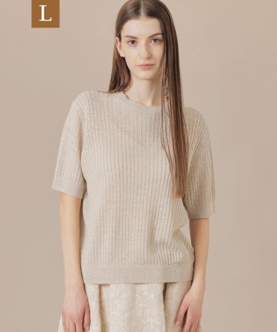 【L】ラスターリネンニットプルオーバー