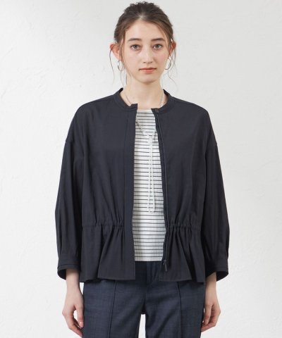 ナチュラルドライオーガンジーバンドカラーシャツジャケット