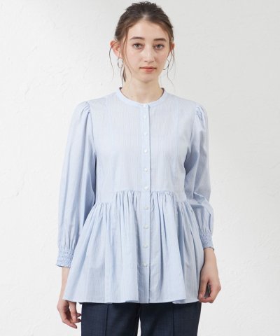 先染めストライプブラウス