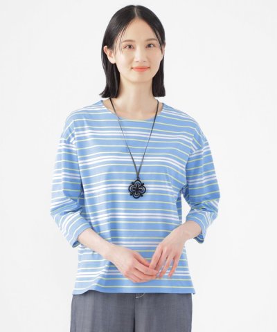 【ウォッシャブル】ジャカードボーダーシルケット　プルオーバー