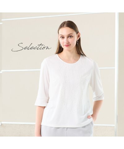 【Selection】スパンコールビーズ　刺繍Tシャツ