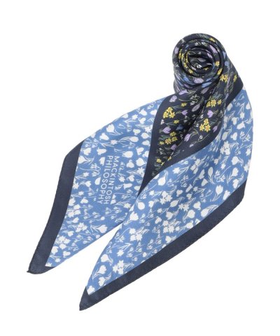 Snowblue Gardenシルクプリントスカーフ