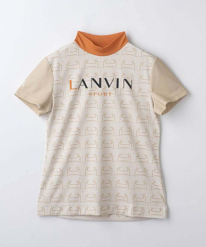 LANVINSPORT モノグラム柄プリントモックネック半袖シャツ【Sunscreen NIR】 ベージュ 36 LANVINSPORT モノグラム柄プリントモックネック半袖シャツ【Sunscreen NIR】 ベージュ 36