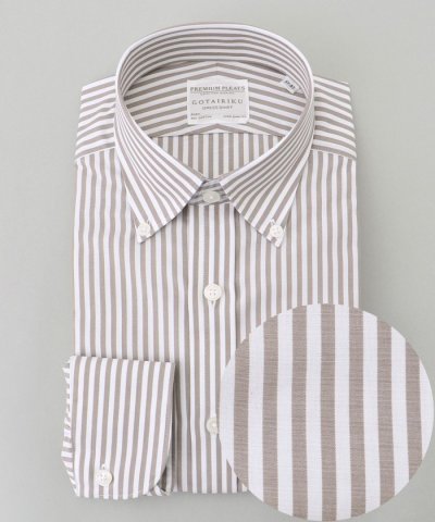 【形態安定】PREMIUMPLEATS_ボタンダウンカラー 通年ドレスシャツ_ス