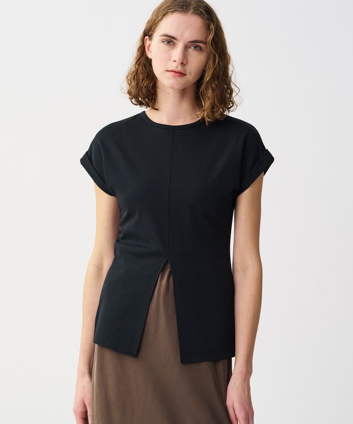 UNCRAVE 【UVカット・接触冷感・洗濯機洗い可】ダブルフェイスジャージー 2WAYスリット ブラック 1