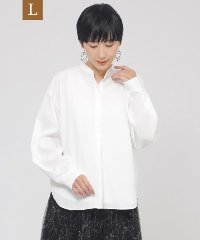 【L】【ウォッシャブル】ソフトタイプライタープルオーバーブラウス