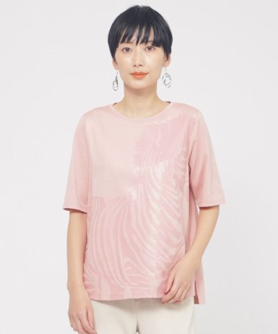 【ウォッシャブル】シャドーゼブラプリントカットソー