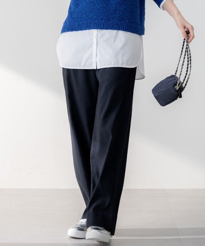 【Oggi5月号掲載/洗える】リネンレーヨンストレッチ ワイド パンツ