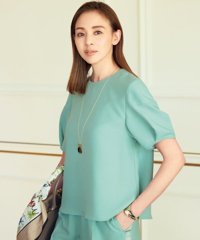 【SHIHOさんコラボ・洗える】バックサテンジョーゼット ブラウス