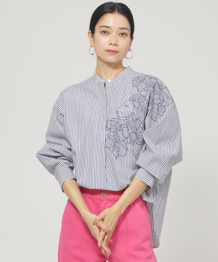 EVEX by KRIZIA ブロードエンブロイダリーシャツ セール】 【カタログ掲載品】【ウォッシャブル】ゼブラロゴ