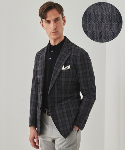 清涼サッカー素材【通気性/軽量】空羽サッカー マドラスチェック シャツジャケット