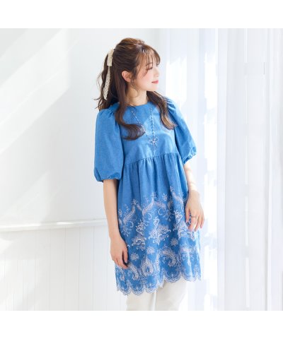 【手洗いOK】スカラ刺繍チュニック