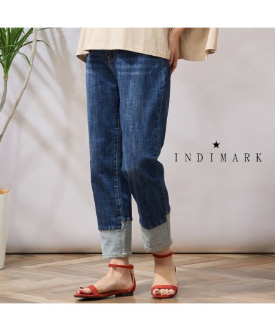【手洗いOK・ＩＮＤＩＭＡＲＫ】裾切り替えデニム