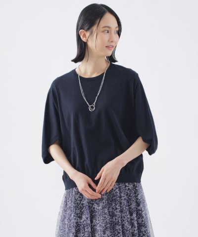 【ウォッシャブル】コットンギマクルーネックニット