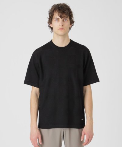 ハイツイストシャドーチェックニットTシャツ