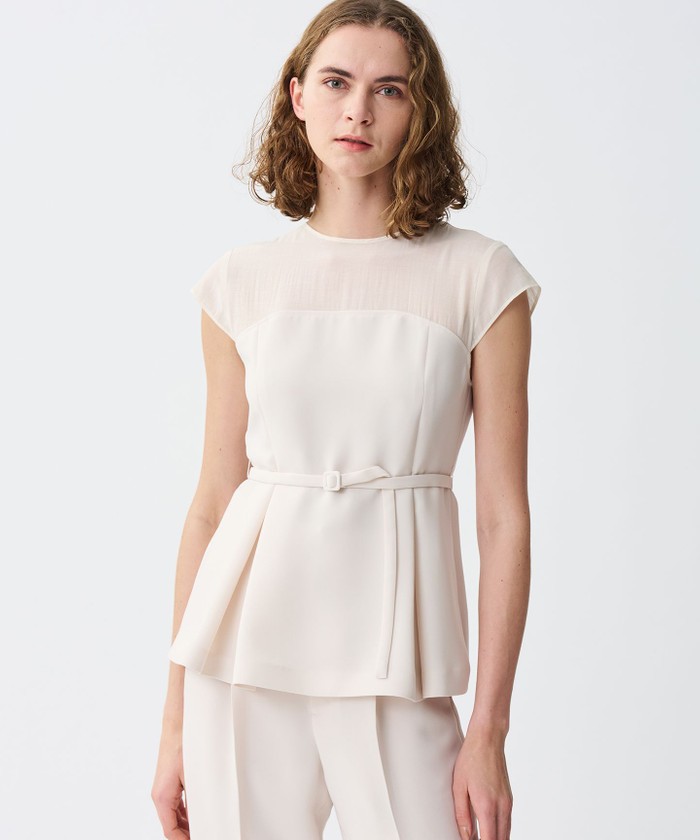 UNCRAVE 【防シワ・洗濯機洗い可】ウォッシャブルダブルクロス ビスチェブラウス(フレンチス エクリュ 1 UNCRAVE 【防シワ・洗濯機洗い可】ウォッシャブルダブルクロス ビスチェブラウス(フレンチス エクリュ 1