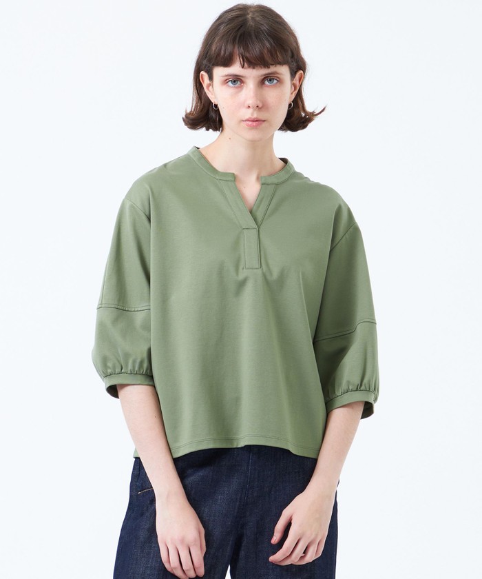 極美品 マカフィー コットンバンドカラーシャツ 23SS グリーン 定価2万 極美品 マカフィー コットンバンドカラーシャツ 23SS グリーン