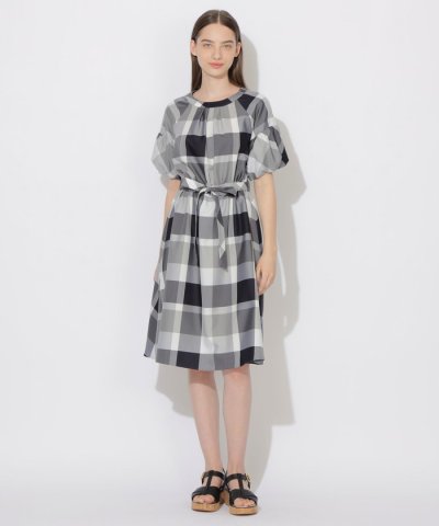 【WEB限定】クレストブリッジチェッククロッシングツイルパフスリーブドレス