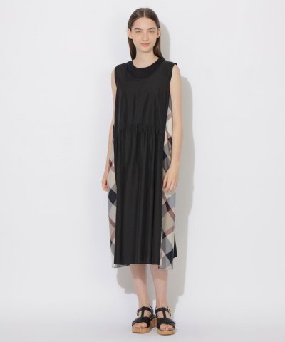 【WEB限定】ナイロンコットンタフタパーシャルチェックジャンパースカート