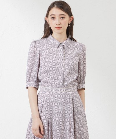 ビットプリント幾何ブラウス