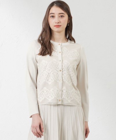【Anniversary Piece】ライトレーヨンストレッチレース付ニットカー