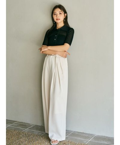 ナローベルトハイウエストワイドパンツ／ウォッシャブル・接触冷感