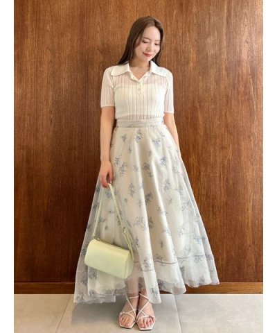 グリッターフラワーシアーフレアスカート