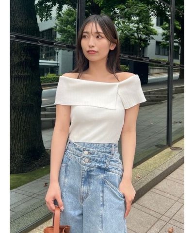 2wayオフショルスリットニット