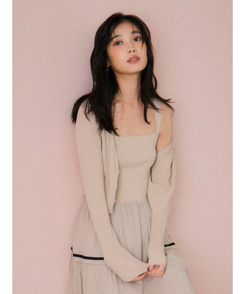 【新品未使用】クロップドⅤネックリブカーディガン/UVカット フレイアイディー クロップドⅤネックリブカーディガン／UVカット｜フレイ