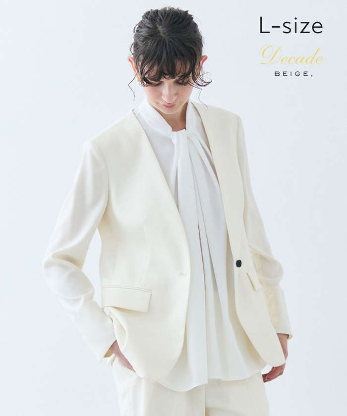 BEIGE 【洗える・L−size】CAROLE / リネンライクノーカラーハーフ丈ジャケッ ECRU 8 BEIGE 【洗える・L−size】CAROLE / リネンライクノーカラーハーフ丈ジャケッ ECRU 8