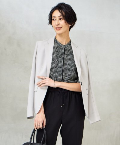【接触冷感・防シワ・速乾・洗える】レーヨンライクトロ テーラードジャケット