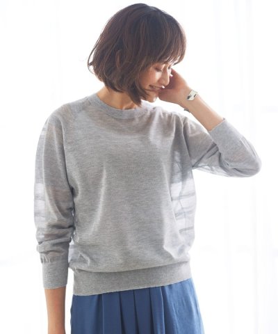 【ワコールコラボ】【カタログ掲載・洗える】シアーボーダー ニット