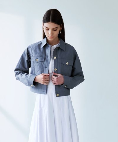 コットンペーパークロス ステンカラージャケット