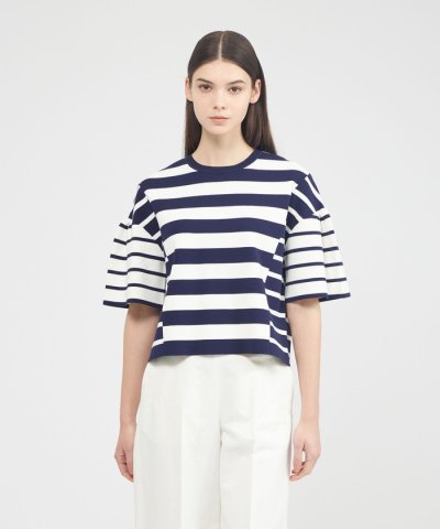 コットンボーダー ニットプルオーバー