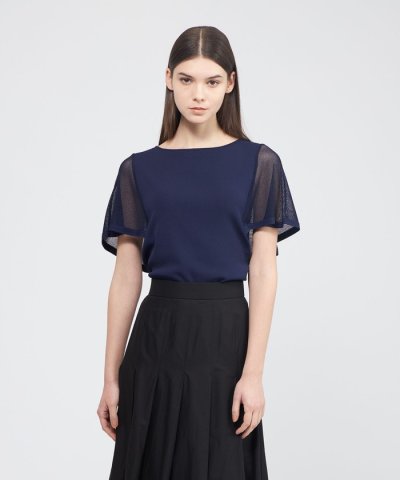 メッシュレイヤード 2WAYニットプルオーバー