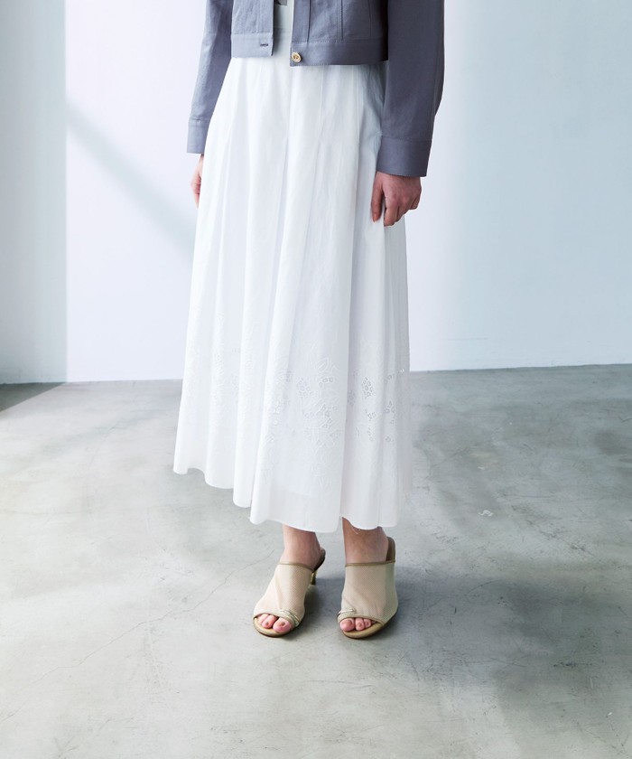 フィオーレエンブロイダリー タックフレアスカート(508076517)｜阪急